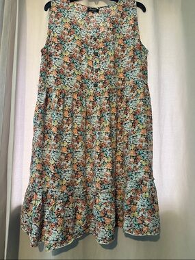 Sleeveless Midi Dress in Mint & Peach Floral